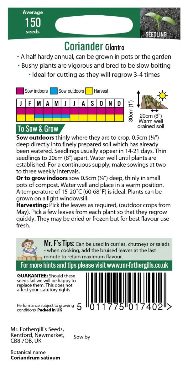 Mr. Fothergill’s Coriander Seeds