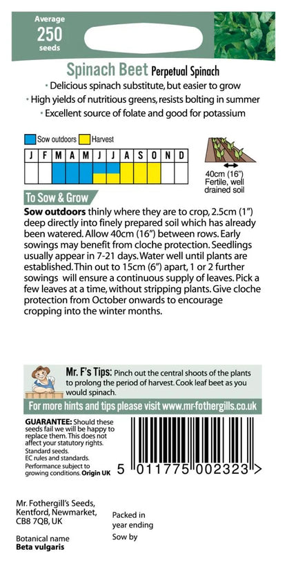 Mr. Fothergill’s Spinach Beet Seeds