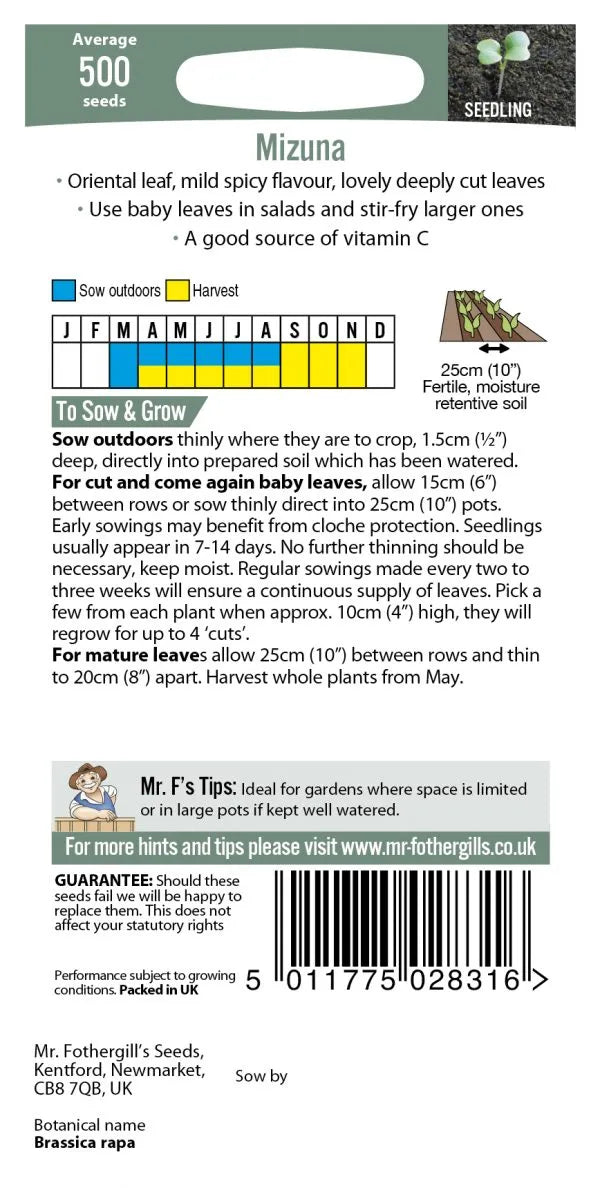 Mr. Fothergill’s Mizuna Seeds