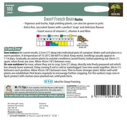 Mr. Fothergill’s Dwarf French Beans (Nautica) Seeds