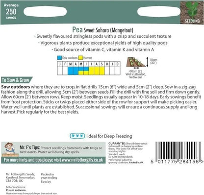 Mr. Fothergill’s Pea (Mangetout) Sweet Sahara Seeds